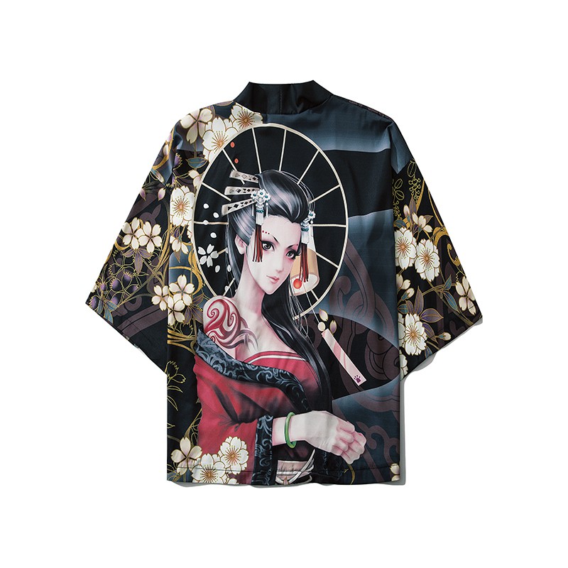สไตล์จีน Renyi Baiheyunxiao เสื้อคลุมผู้ชายสไตล์จีน Hanfu Tang ชุด Retro Time Robe ชุดกิโมโนสไตล์ญี่ปุ่นสไตล์ญี่ปุ่นเสื้อสเวตเตอร์ถักญี่ปุ่นผู้ชายปรับปรุง Hanfu Tang ชุดขนาดใหญ่กลางแขนชุดกิโมโนสามไตรมาสแขนเสื้อ