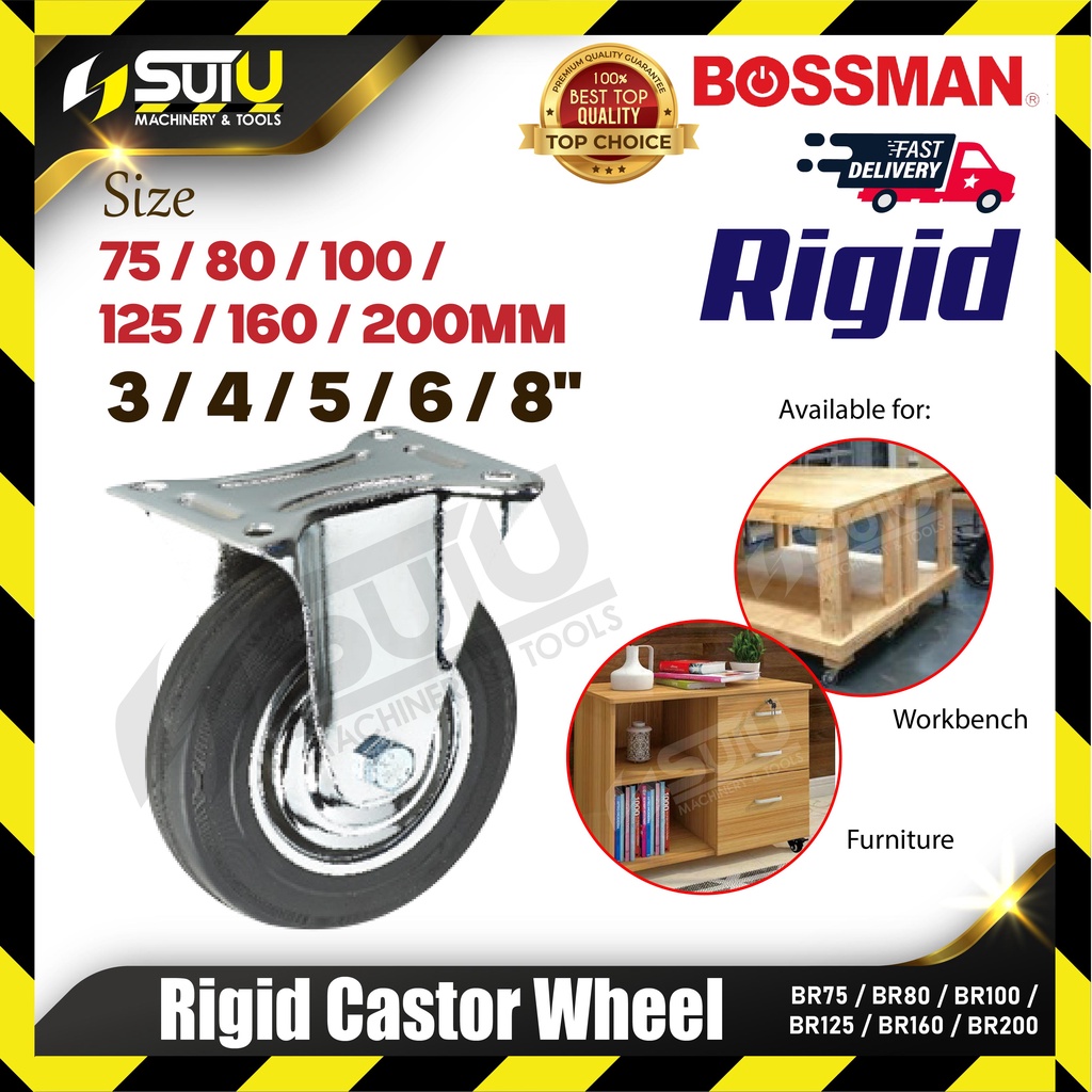 BOSSMAN BR75/ BR80/ BR100/ BR125/ BR160/ BR200 1PCS 75-200MM ล้อหล่อแข็ง