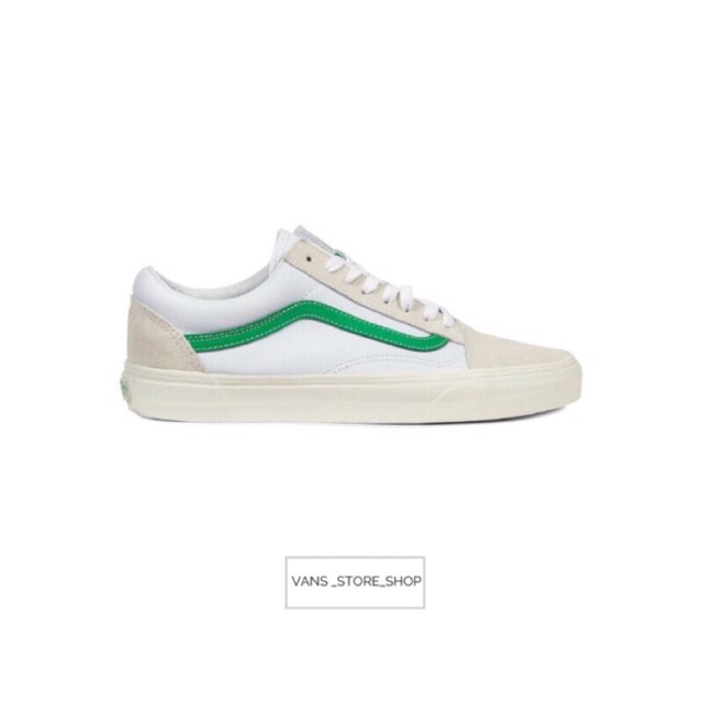 vans old skool white green