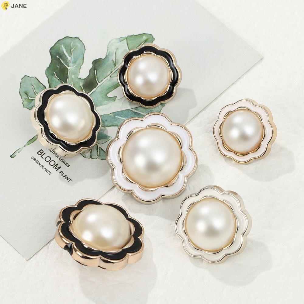 Jane กระดุมพลาสติก ประดับไข่มุก แฮนด์เมด คุณภาพสูง สําหรับเย็บผ้า ตกแต่งเสื้อเชิ้ต Diy 10 ชิ้น