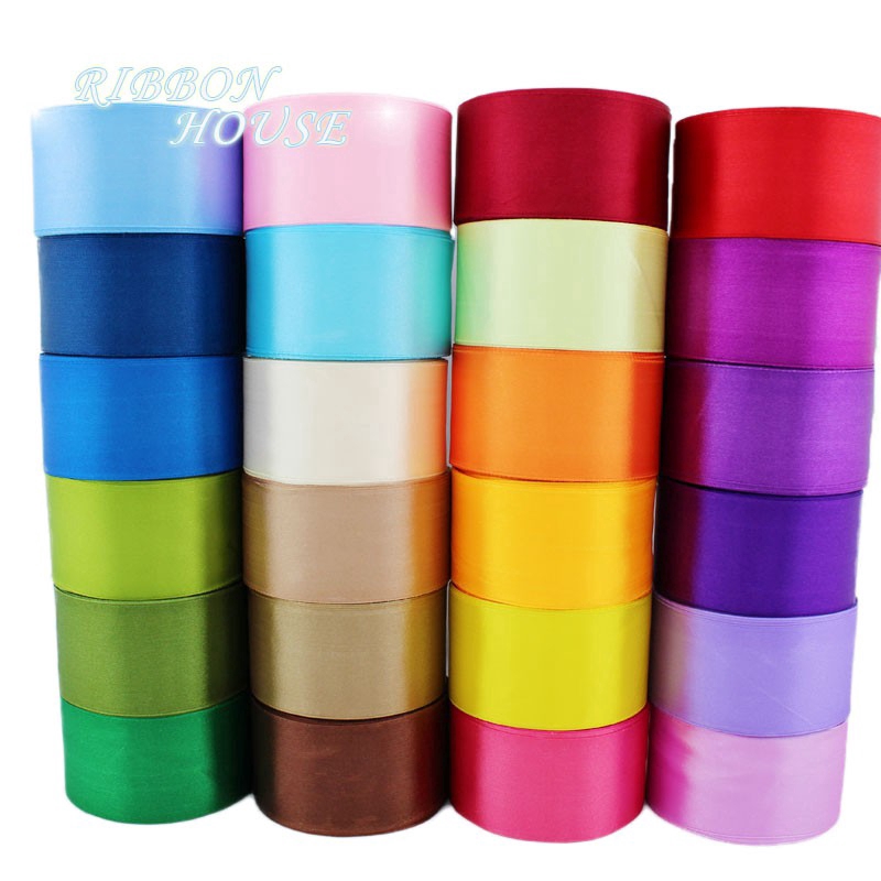 (25 หลา / ม้วน) 2'' (50 มม.) ริบบิ้นด้านเดียวตกแต่งงานแต่งงานของขวัญวันหยุดริบบิ้นบรรจุภัณฑ์