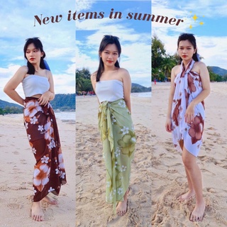 ผ้าพันตัวชายหาดไหมชีฟอง ผ้าคลุมตัว เสื้อคลุมบิกินนี่  silk chiffon beach wrap