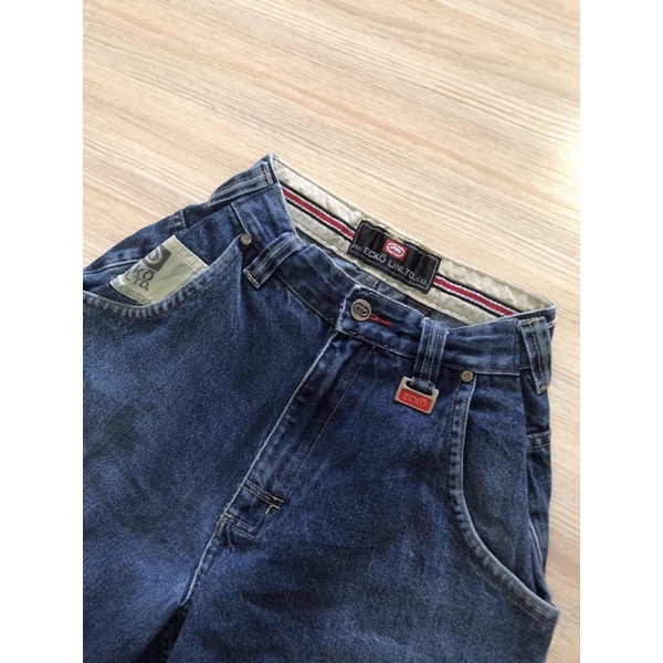 SJ315:Ecko jeans กางเกงยีนส์เอคโค่ทรงกระบอก มีป้ายเหล็ก ecko คล้องที่หูเข็มขัด อะไหล่ทุกจุดเป็นรูปน้