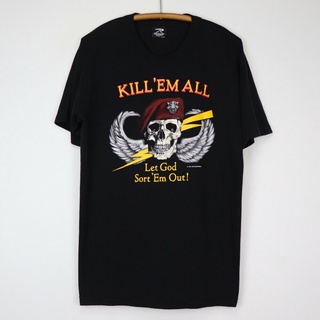 เสื้อยืดแขนสั้น พิมพ์ลาย Kill Em All Let God Sort Em Out 1980s สไตล์วินเทจ เป็นที่นิยม สําหรับทุกเพศสามารถปรับแต่งได้