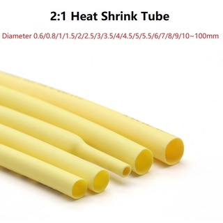 Polyolefin 2:1 Heat Shrink Tube สีเหลือง 0.6 0.8 1 2 3 4 5 6 7 8 10 ~ 80 มม. เส้นผ่านศูนย์กลาง Shrinkable Tubing Tube Sleeving Wrap Wire ขาย DIY Connector Repair