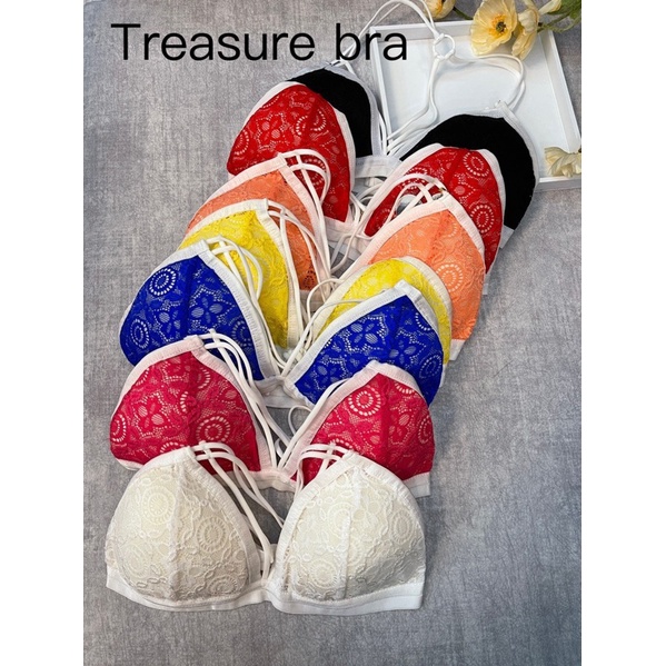 บราลูกไม้แฟชั่น SUI （บรา7สี ขอบขาว) สายเดี่ยวลูกไม้ เสื้อในลูกไม้ บราสายเดี่ยว