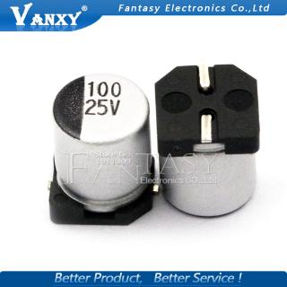 10PCS Electrolytic capacitor 25V100UF 6.3*7.7mm SMD aluminum electrolytic capacitor 100uf 25v