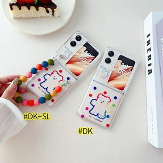 เคสโทรศัพท์มือถือ แบบใส บางพิเศษ ปิดด้านหลัง พร้อมสร้อยข้อมือ สําหรับ OPPO Find N2 FLIP