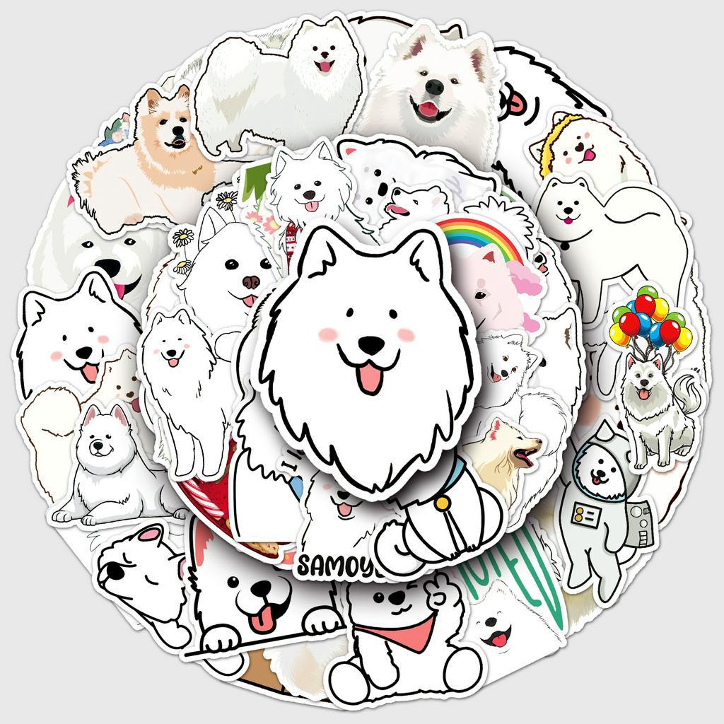 50 ชิ้นตลก ซามอยด์ สติกเกอร์กันน้ํา ทําเอง สําหรับโทรศัพท์แล็ปท็อปสติกเกอร์รถ ความคิดสร้างสรรค์ บ้าน รูปลอก