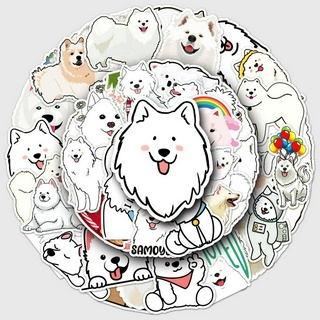 สติกเกอร์ กันน้ํา ลาย Samoyed DIY แบบสร้างสรรค์ สําหรับติดตกแต่งรถยนต์ จํานวน 50 ชิ้น