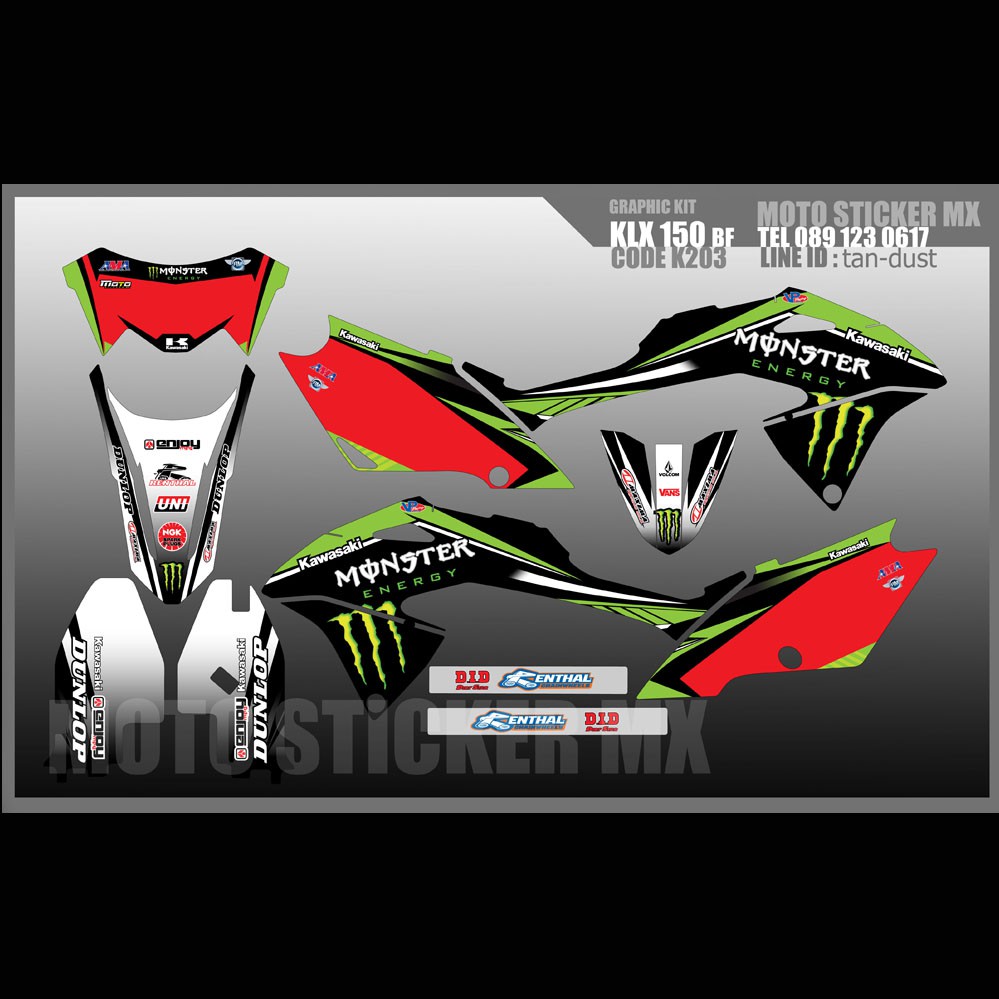 สติ๊กเกอร์ KLX150 bf kawasakiทั้งคัน Graphic kit สติ๊กเกอร์เคลือบเงา สุดคุ้ม