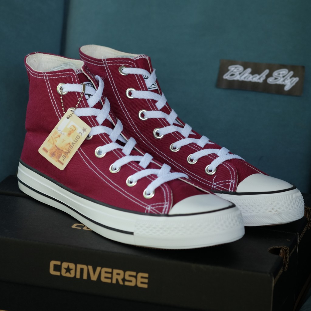 Converse All Star (Classic) ox - Red Hi รุ่นฮิต สีเลือดหมู หุ้มข้อ รองเท้าผ้าใบ คอนเวิร์ส ได้ทั้งชายหญิง