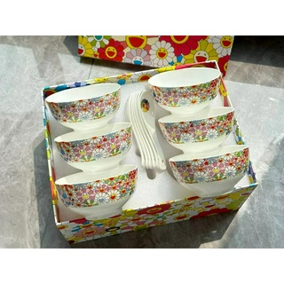 Murakami Takashi Sun Flower Limited Tableware 6 Bowls 6 Spoons Set