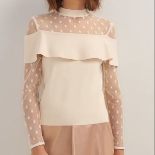 เสื้อ JASPAL เสื้อผ้า knit แขนยาว สีครีม nude ช่วงบนและแขน size M