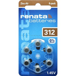 ถ่านเครื่องช่วยฟัง Renata ZA312 แพค 6 ก้อน ของแท้