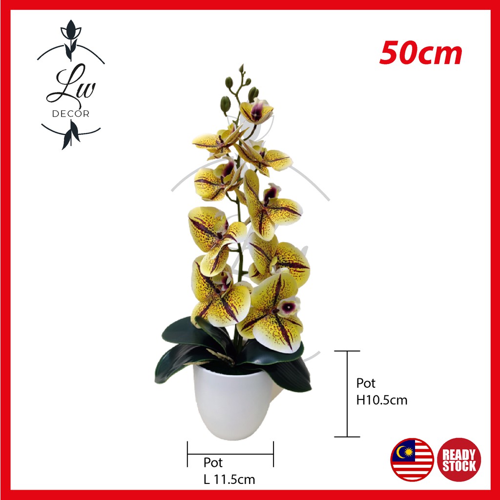 LWDECOR ดอกไม้ Hiasan Orkid น้ํายาง 3d ดอกไม้ Orkid Hiasan ORKID น้ํายาง 3D Latex Siap Gubah Bunga O