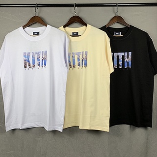 เสื้อยืดแขนสั้นลําลอง พิมพ์ลายตัวอักษร New York KITH แฟชั่นฤดูใบไม้ผลิ สําหรับผู้ชาย และผู้หญิงS-5XL