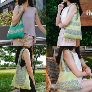 Korvia Daisy รวมกระเป๋าผ้าพลีทลายดอกเดซี่ Pleated Bag กระเป๋าสะพายข้าง ถุงผ้า