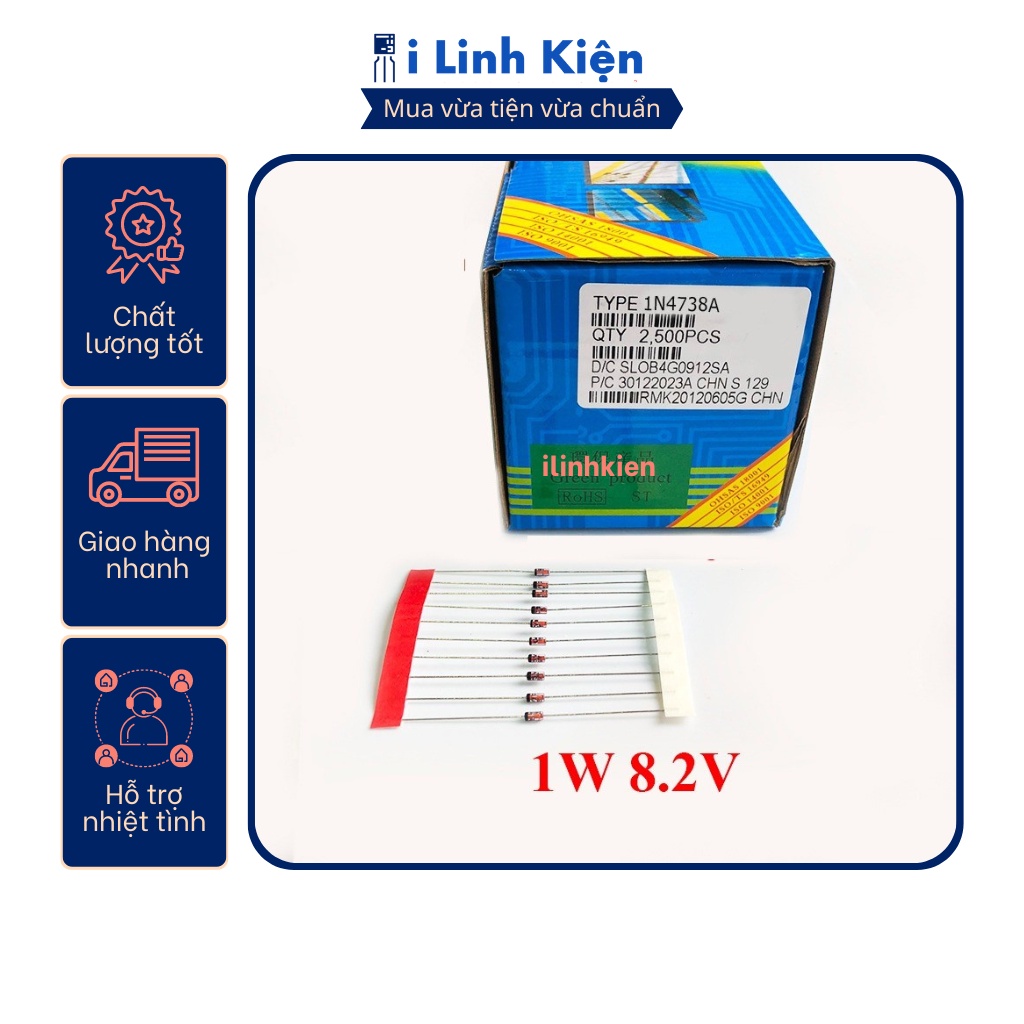 ซีเนอร์ไดโอด 1W 8.2V 1N4738A 10 ชิ้น