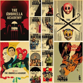 โปสเตอร์กระดาษคราฟท์ พิมพ์ลาย The Umbrella Academy TV Series สไตล์วินเทจ สําหรับตกแต่งผนังบ้าน