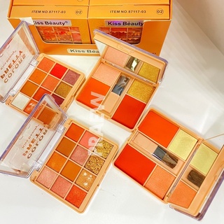 Kiss Beauty 🍊 เซตแต่งหน้า 2 ชั้น อายแชร์โดว์+บลัชออน เนื้อแมท สีสวยติดทน No.87117-03