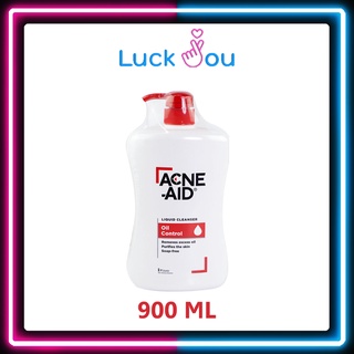 ACNE AID LIQUID CLEANSER 900 ML สีแดง สบู่เหลว สำหรับผิวมัน เป็นสิว ผิวหน้าและผิวกาย แอคแน่ เอด 900 มล.