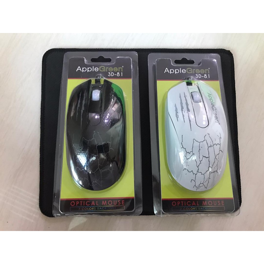 APPLE GREEN GAMING MOUSE 3D-81 พร้อมไฟแบ็คไลท์ 7 สี