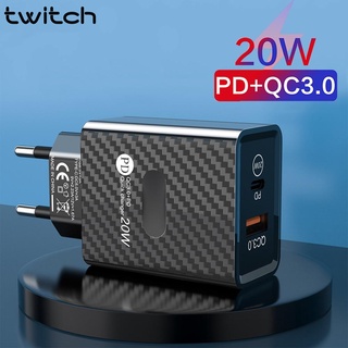 Twitch PD 20W อะแดปเตอร์ชาร์จ USB Type C QC3.0 แบบติดผนัง