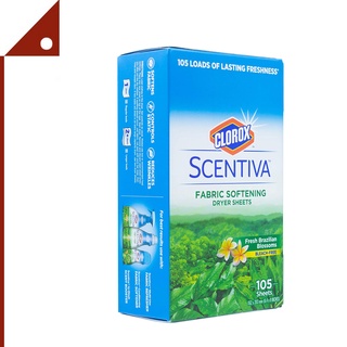 Clorox : CRXFBB-105* แผ่นปรับผ้านุ่ม แผ่นอบผ้า Scentiva Fabric Softening Dryer Sheets, Fresh Brazilian Blossoms Scent, 1