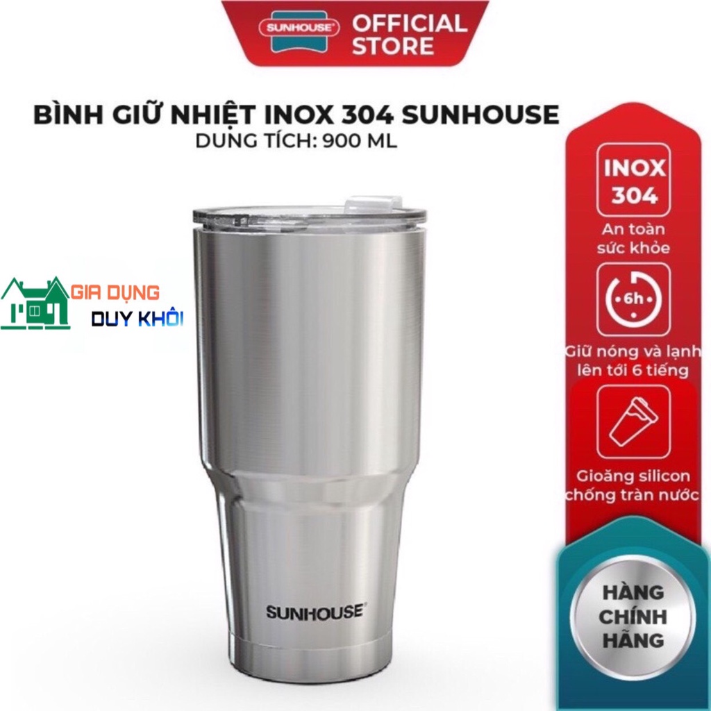 Sunhouse 304 กระติกน้ําร้อนสแตนเลส 900ml KS-TU900L - ผลิตภัณฑ์เสริมอาหารของแท้สําหรับใช้