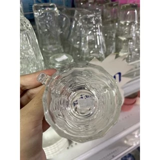 Turkish Grape Cup #LG312403แก้วช็อต สีใส ลายดอกไม้ พร้อมหูจับ แก้วคุณภาพดีLG312403