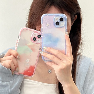 Glow At Night Luminous Soft Case สำหรับ IPhone Xr Xs Max Ip Apple IPhone 11 12 13 Pro Max ผู้หญิงน่ารัก INS ปกสีม่วงชมพูไล่ระดับ Starry Clouds