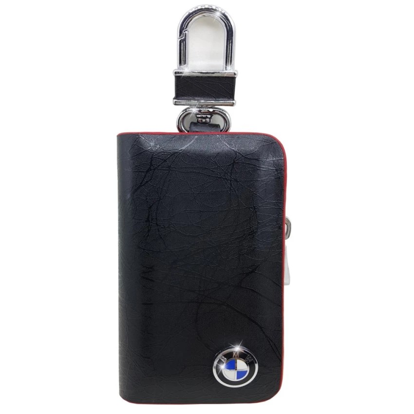 HISO-CAR VIP เคสกุญแจรีโมท ซองรีโมท หนังแท้ สีดำแดง BMW #379