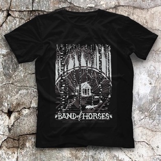 เสื้อยืด พิมพ์ลาย Band of Horses สีดํา สําหรับทุกเพศ