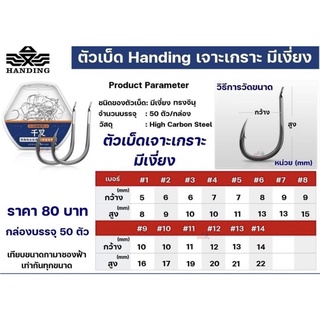 ตัวเบ็ดมีเงี่ยง Handing ทรงจินุ แบบมีเงี่ยง