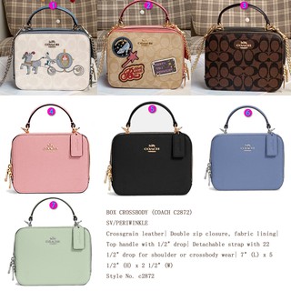 Outlet ของแท้ 🎀 COACH C2872 cC1426 c3148 c1434 WOMEN BOX CROSSBODY IN SIGNATURE CANVAS WITH CINDERELLA