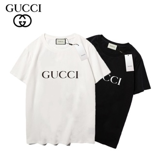 Gu-cc-i เสื้อยืดแขนสั้นลําลอง ผ้าฝ้าย พิมพ์ลาย แฟชั่นฤดูร้อน สําหรับคู่รัก