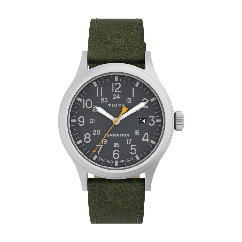 Timex TW4B22900 Expedition  Scout  นาฬิกาข้อมือผู้ชาย สายหนัง สีเขียว หน้าปัด 40 มม.