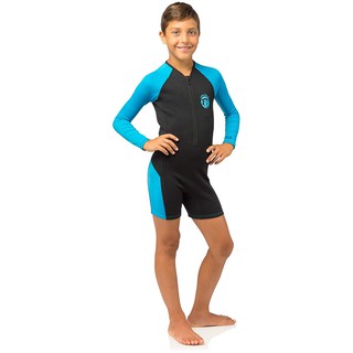 CRESSI LITTLE SHARK SHORTY WETSUIT BLACK/BLUE 2mm L. SLEEVES ชุดดำน้ำ เว็ทสูท กางเกงขาสั้น สำหรับเด็กโต อุปกรณ์ดำน้ำ