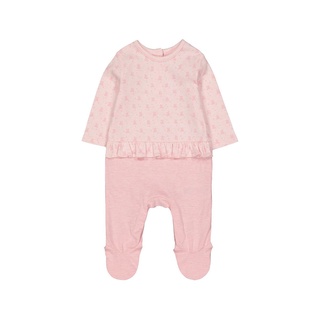 Mothercare ชุดเด็ก ชุดหมีคลุมเท้า สีชมพู ลายหมี my first pink bear mock frill top all in one