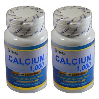 Nature Calcium 1000 ผลิตภัณฑ์เสริมอาหาร แคลเซียม 30 เม็ด x 2 กระปุก