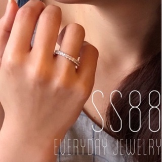 SS88jewelry Eternity Ring, Princess Cut แหวนรอบนิ้ว ตัวเรือนเงินแท้ เพชรเทียบแท้ เกรดที่ดีที่สุด ตัวเรือนเป๊ะปัง