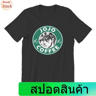 Tee JOJOเสื้อยืดแขนสั้น เสื้อยืดแขนสั้นลายกราฟฟิก Jojo Coffee Funny สําหรับผู้ชาย Popular T-shirts