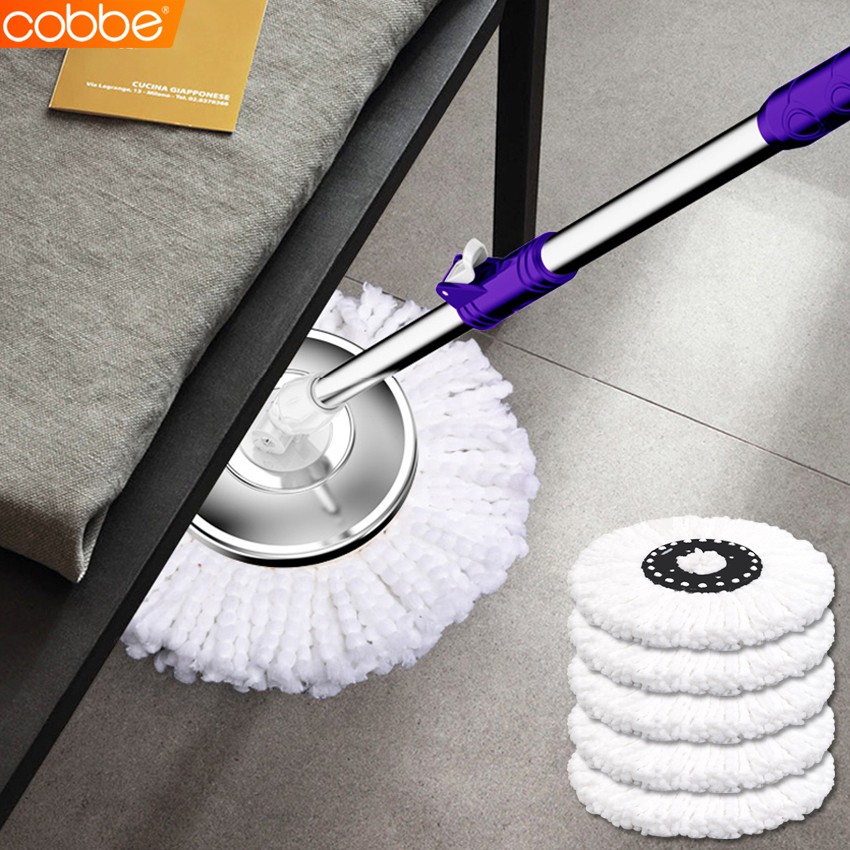 Cobbe ไม้ถูพื้นสแตนเลส ไม้ม็อบ ชุดไม้ถูพื้น พร้อมผ้าม็อบ อุปกรณ์ทำความสะอาดพื้น