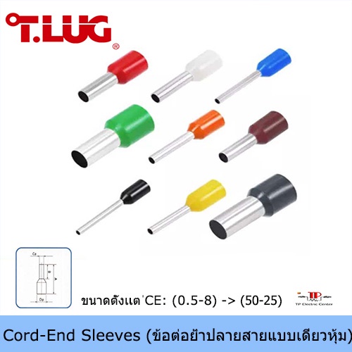 ข้อต่อย้ำปลายสาย (Cord-end sleeves) TLUG ขนาด CE:16-12 ถึง CE:50-25