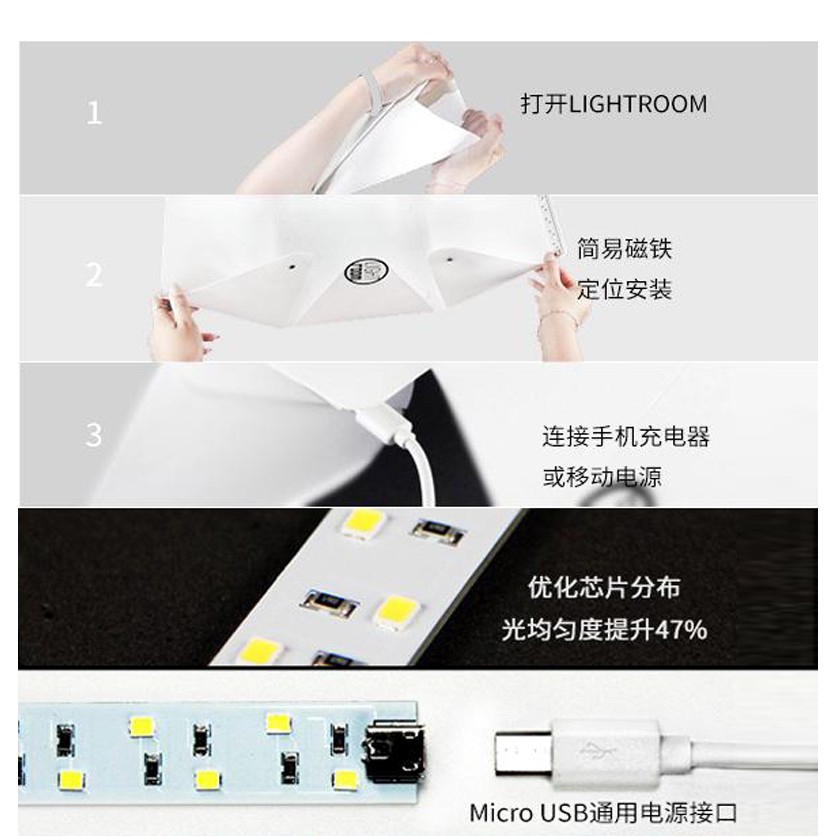 สตูดิโอถ่ายภาพ กล่องถ่ายภาพ แบบพกพา Light Room Photo Studio 9 inch (24cm) Photography Lighting Tent Kit Mini Cube Box