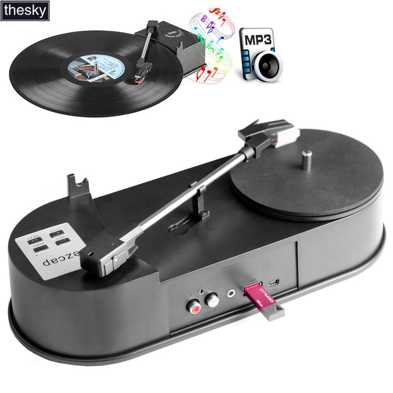 Ezcap613 Mini USB Turntable Turn Plate Vinyl LP ถึง MP3 USB Flash-drive Hot Swapping Converter