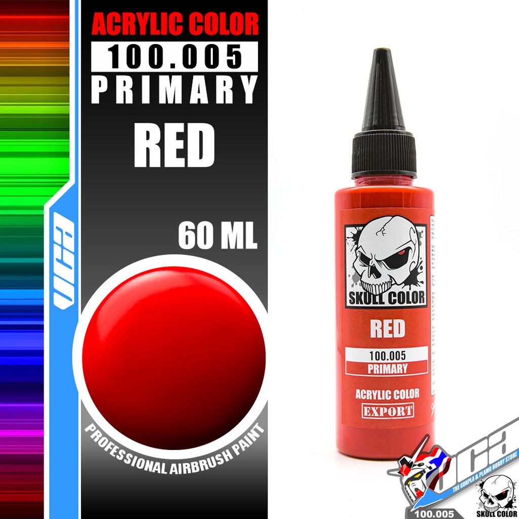 SKULL COLOR 100.005 RED ACRYLIC COLOR 60ML (PRIMARY) สีอะครีลิกสำหรับพลาสติก โมเดล VCA GUNDAM