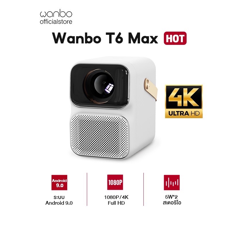 (พร้อมส่ง) Wanbo T6 Max เครื่องฉายหนังพกพา พร้อมขาตั้งเข้าชุด