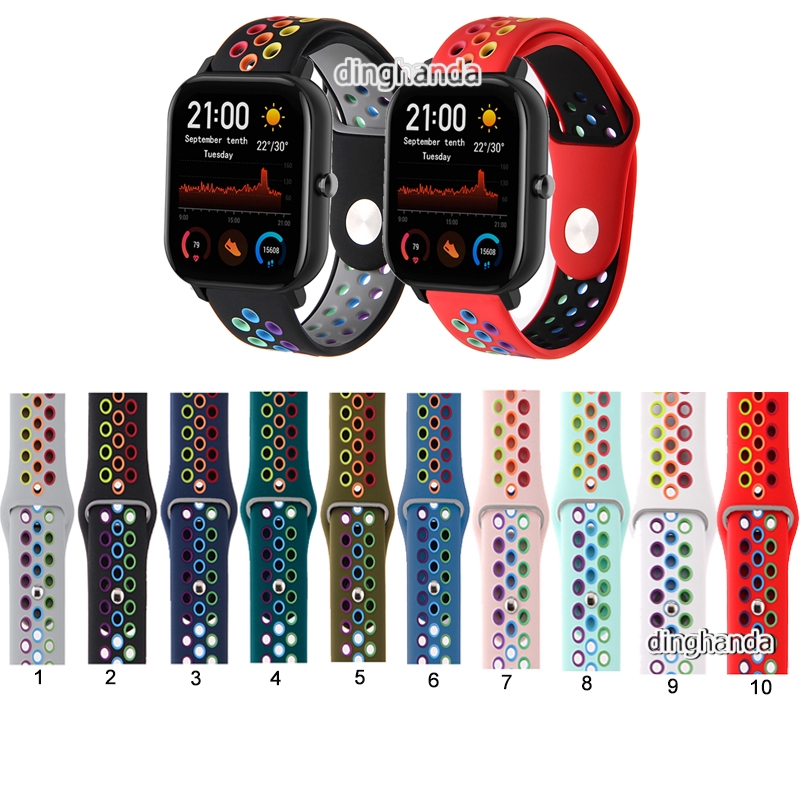 สายรัดซิลิโคนสำหรับ Huami Amazfit GTS 2e GTS2 mini GTS3 4 GTS4 mini Active 2 2S 3